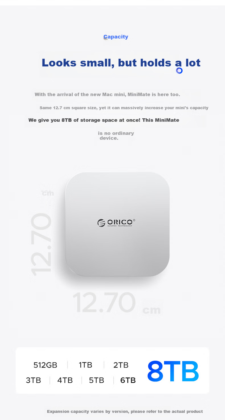 ORICO 2TB Portable SSD MiniMate External Hard Drive for MacMini M4 Expansion 20Gbps High-Speed Storage Cooling Dock M4 3