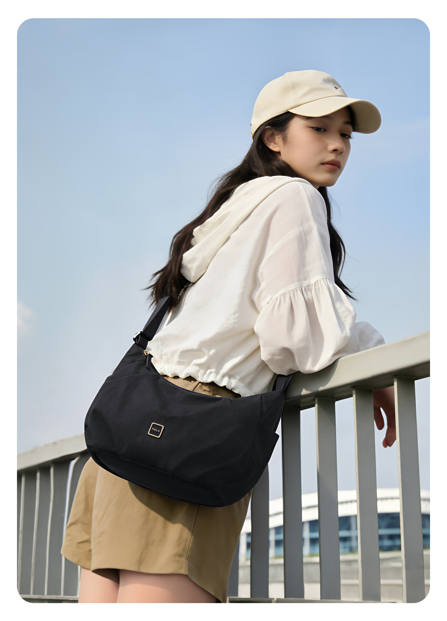 POLO Women's Large Capacity Shoulder Bag Crossbody Bag 10.9-inch iPad Bag Multi-compartment Phone Bag Sports Crossbody Bag 16