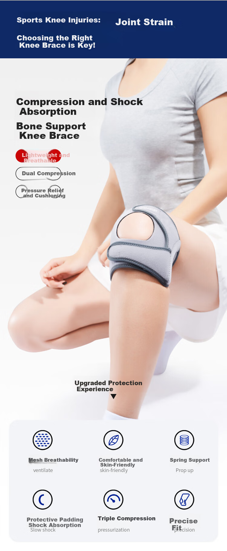 GALVARAN Knee Brace for Men And Women, Sports Knee Support with Meniscus Protection, Hiking Badminton Patellar Strap Running Guard 3