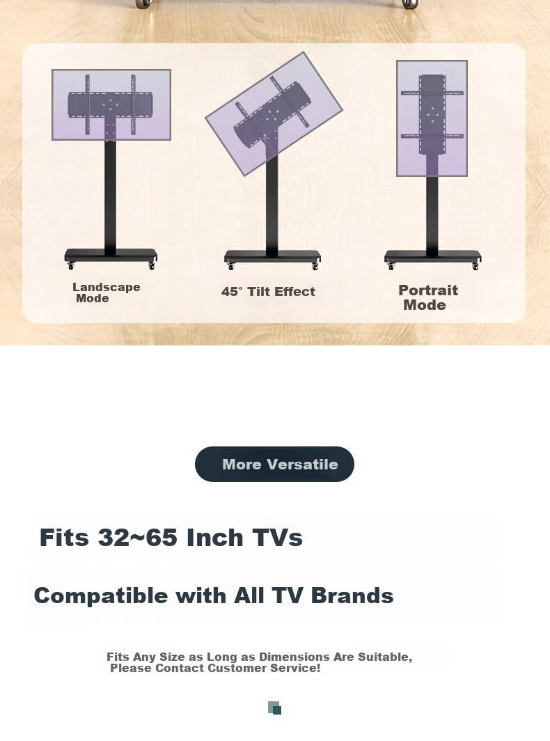 Enlip 26-60 Inch Mobile TV Stand Floor TV Cart with 90° Rotation for Landscape and Portrait Mode, Live Streaming, Teaching, Meeting TV Trolley Compatible with Xiaomi, Hisense, Skyworth and More 8