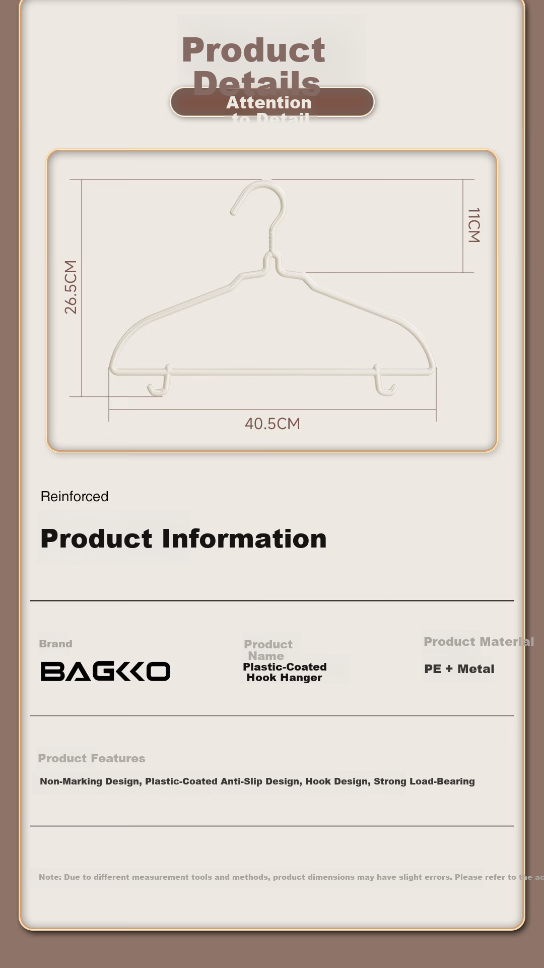 BAGKKO Wide Shoulder Non-Slip No-Trace Clothes Hangers Thickened Drying Rack Home Use 20-Pack 8