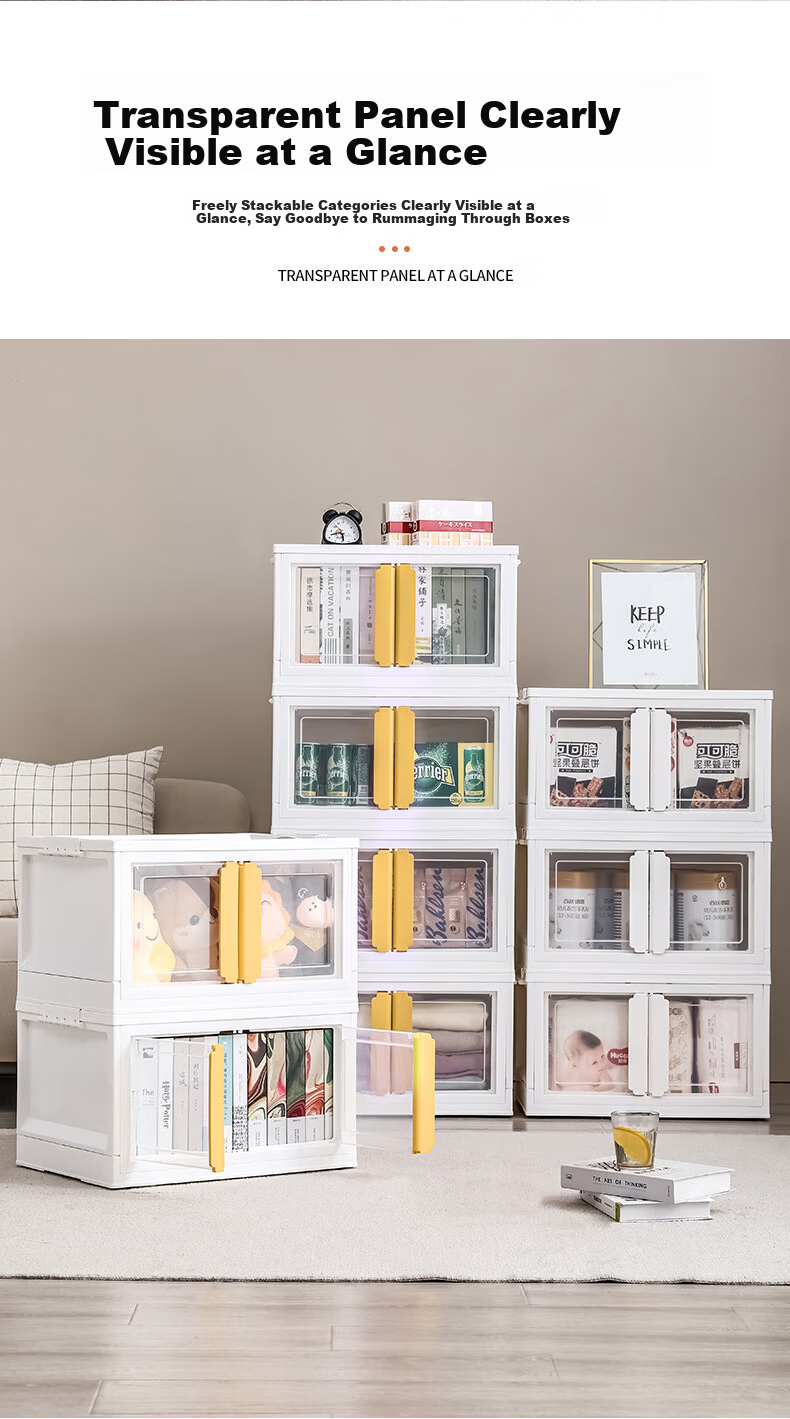 JEKO&JEKO Double Door Storage Cabinet Foldable Book Organizer Children's Wardrobe Storage Box White 1 Piece 8