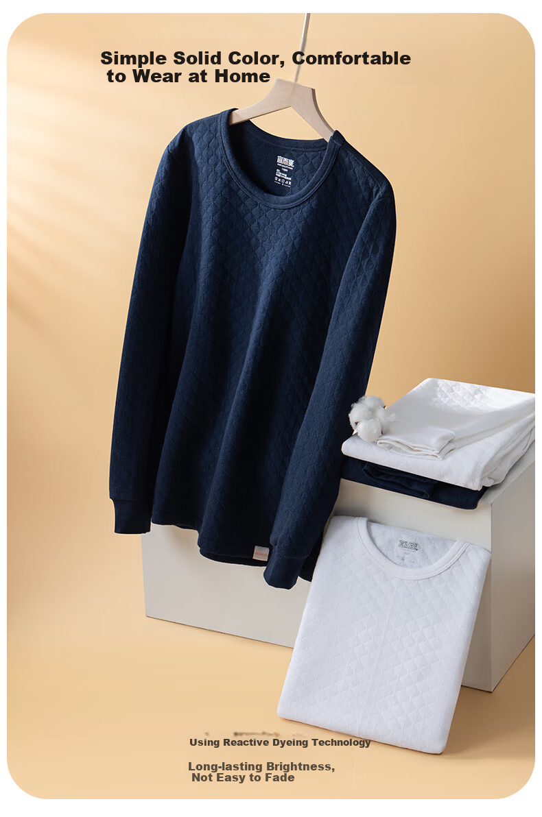 Yiershuang [Class A 3-Layer Thickened] 100% Cotton Thermal Underwear Men's Set Antibacterial Youth Autumn Top and Bottom 11