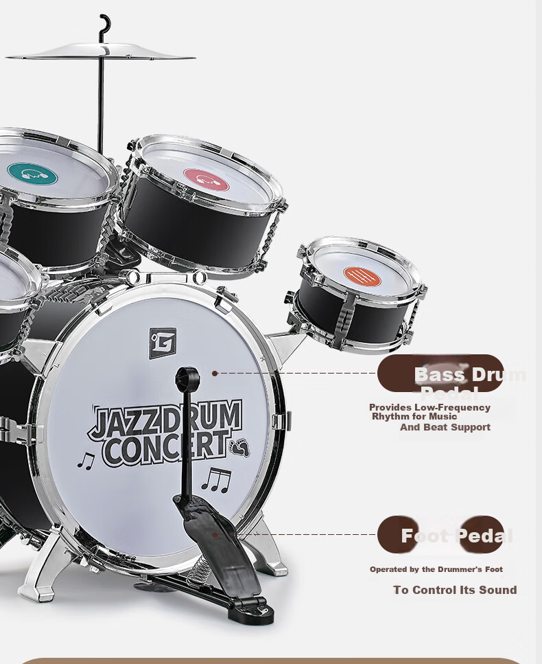 XST Seven-Color Light Drum Set Children's Beginner Practice 8 Baby Jazz Drum Toy for Boys Birthday Gift 11