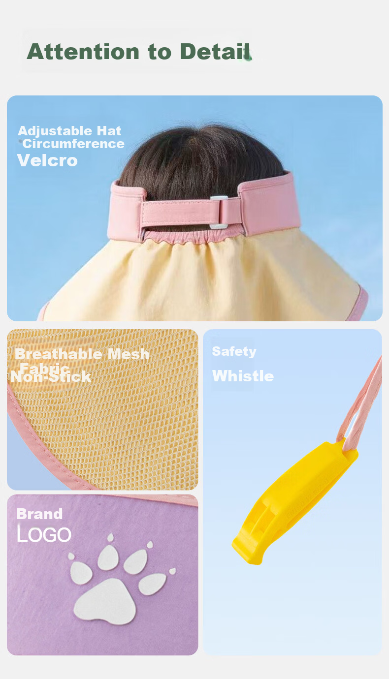 KELME Kids Sun Protection Hat Wide Brim Unisex Children 3-15 Years Open Top Cape Beach Sun Hat 13