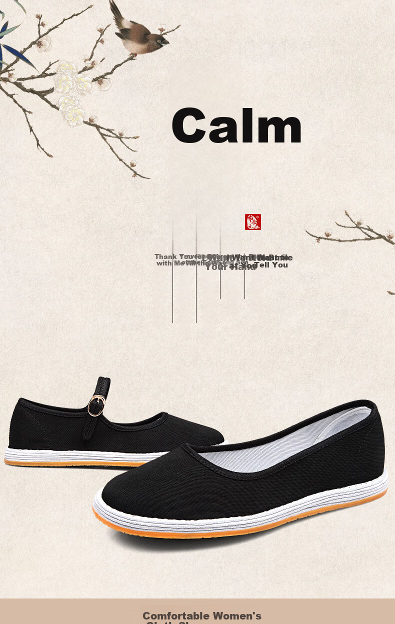 BUS HEYUAN Traditional Women's Hanfu with Breathable Buckle And Layered Sole, Old Beijing Cloth Shoes 91Y-1022A Black Buckle Size 39 1
