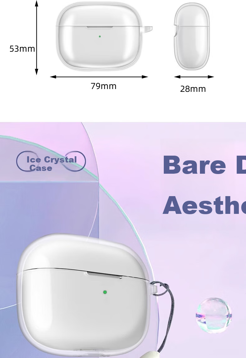 HotFire Case for OPPO Enco Air4 Air4Pro Earbuds Silicone Wireless Charging Protective Soft Cover Transparent with Lanyard 4