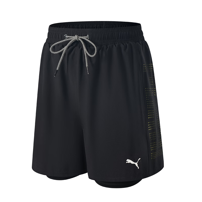 PUMA Men's Swim Shorts Fake Two-Piece Beach Pants Loose Fit Anti-Embarrassment Lined Skin-Friendly Durable Seaside Vacation Swimming Trunks Hot Spring