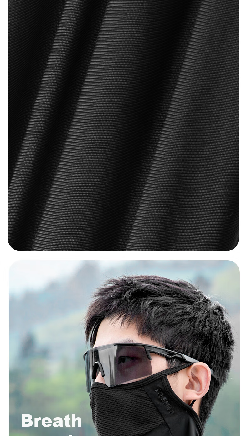 Captain Tas Cycling Face Mask Autumn Winter Warm Windproof Neck Gaiter Outdoor Motorcycle Electric Bike Face Cover Headscarf Black 17