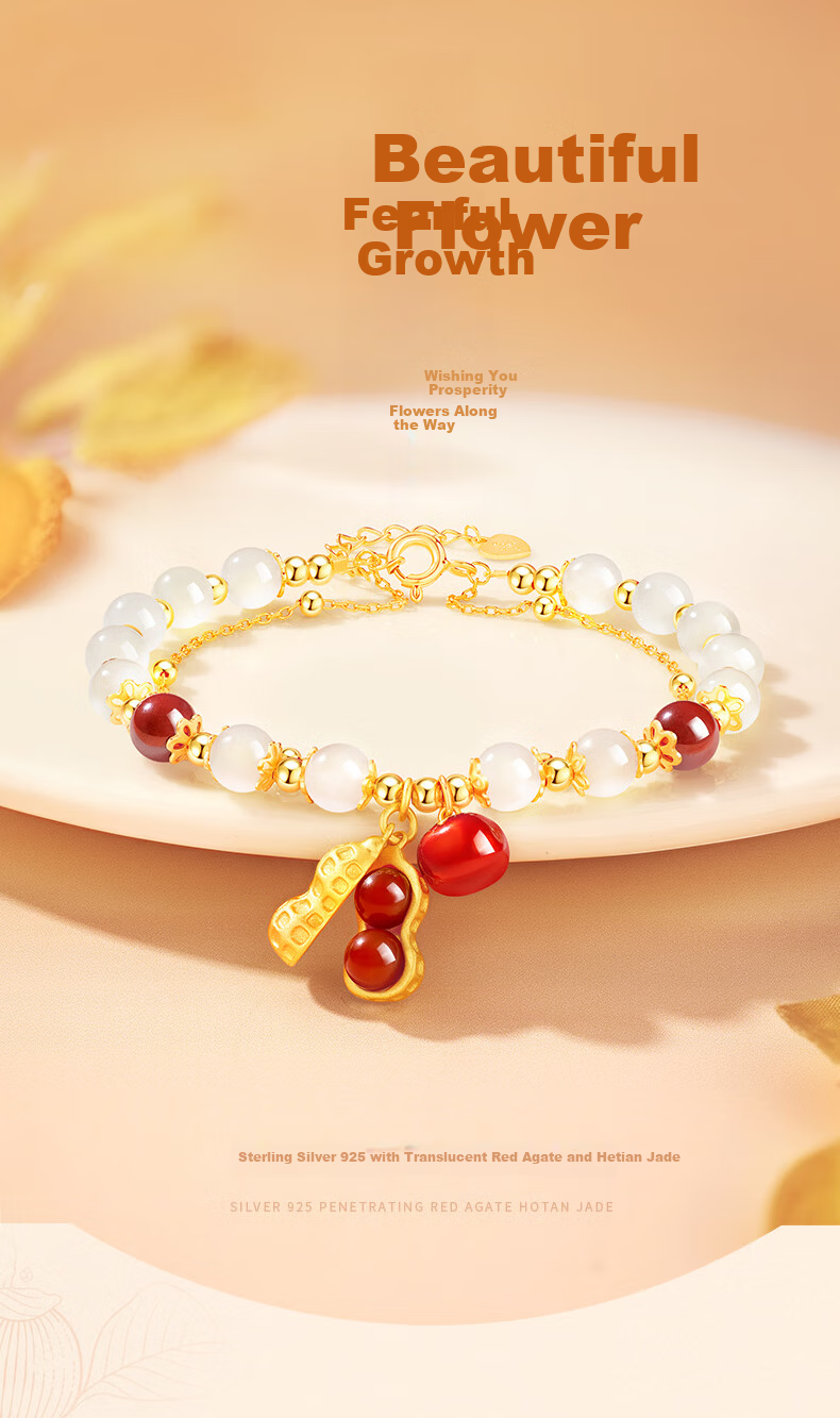 GLTEN Hetian Jade Cinnabar Beaded Bracelet Pure Silver Women's Bracelet 2026 New Jewelry Birthday Gift Commemorative for Girlfriend Wife 1