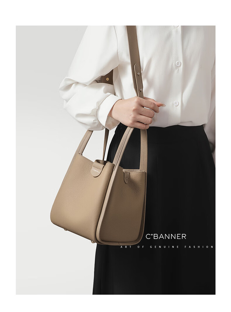 C.BANNER Women's Cowhide Basket Handbag Large Capacity Crossbody Bag Birthday Qixi Valentine's Day Gift for Girlfriend 3