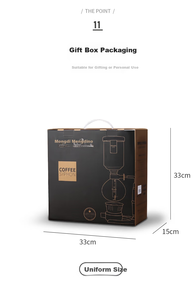 Mongdio Siphon Coffee Maker Home Siphon Coffee Pot Set Manual TCA-3 Cup Gift Box 16