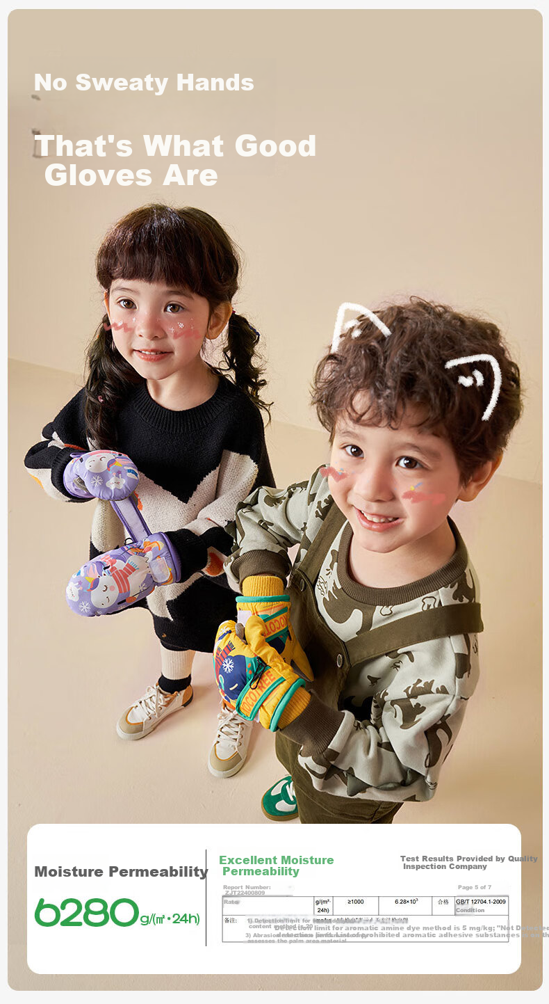 Kocotree KK Tree Kids Gloves Ski Autumn Winter Boys Girls Fleece Thickened Baby Snow Play Warm Rabbit Milk Candy 9
