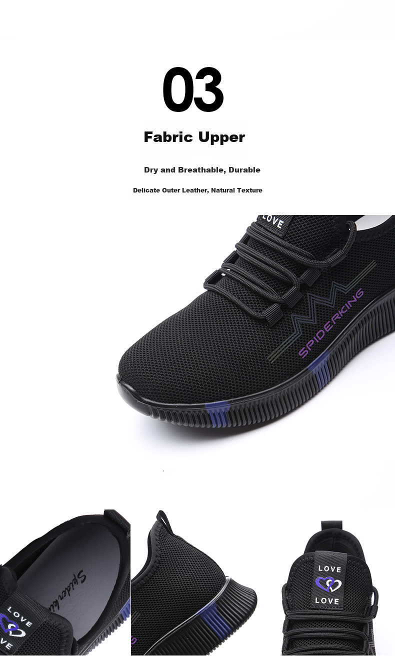 SPIDER KING Women's Casual Shoes, Spring And Autumn Season, Flyknit Mesh Breathable Women's Shoes, Outdoor Sports Middle-Aged And Elderly Mom Shoes, Black, Size 35 7