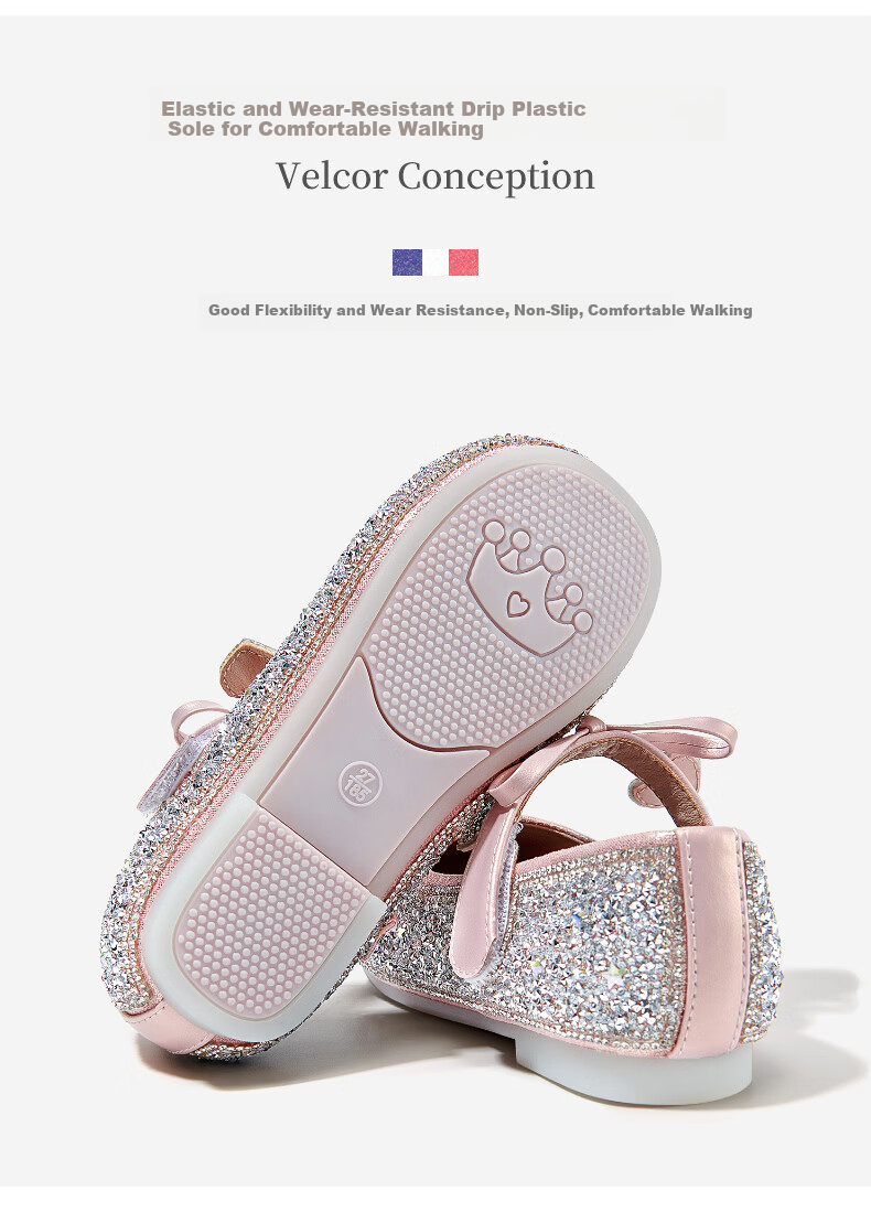 Balaqi Kids Shoes 2026 New Girls Spring Autumn Princess Style Stage Crystal Shoes Girls Rhinestone Leather Shoes BL3581 Pink Size 30 6