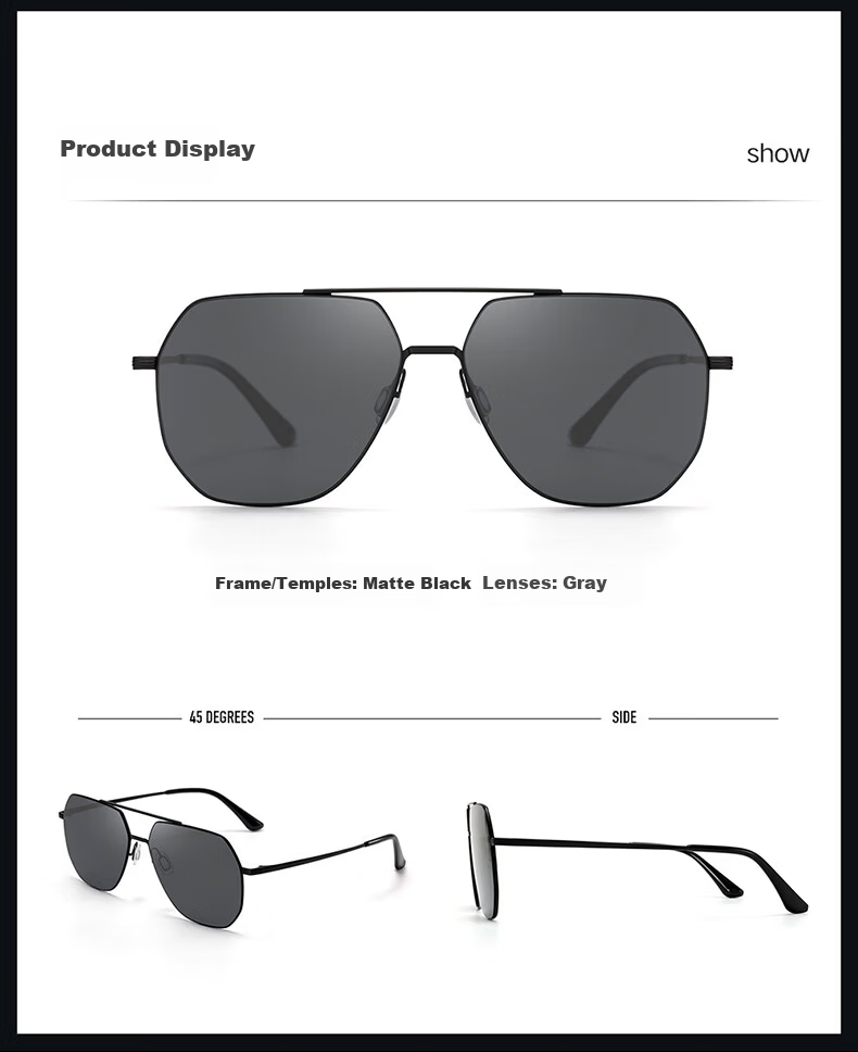CAXMAN Men's Polygonal Sunglasses HD Nylon Outdoor Anti-Glare Driving Fishing Glasses BK1 6