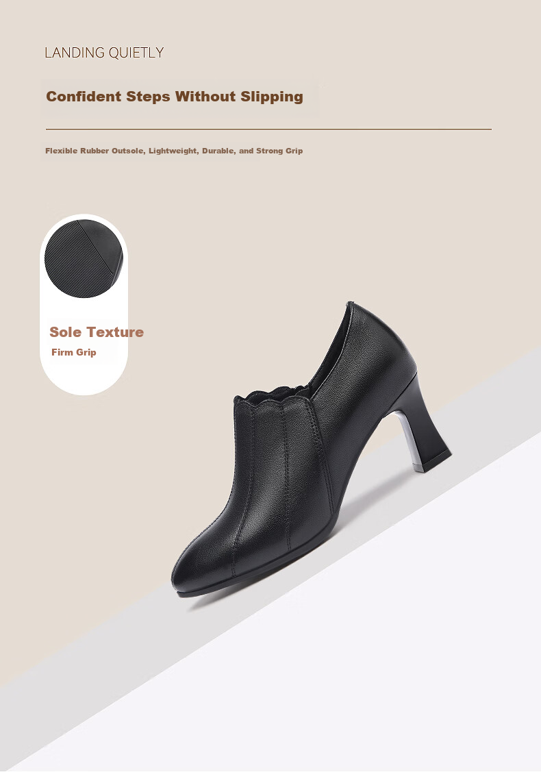 RED DRAGONFLY Women's High Heel Short Boots British Style Soft Leather Martin Boots Pointed Toe Slimming Fashion Ankle Boots WLB343551 Black Size 35 6