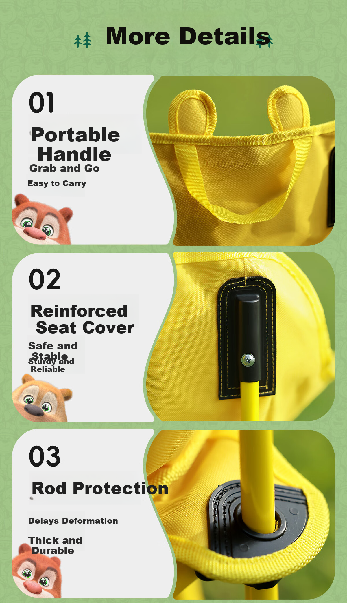 CAMEL 【Camel × Boonie Bears】Children's Moon Chair Outdoor Folding Camping Beach Portable Fishing Stool 13