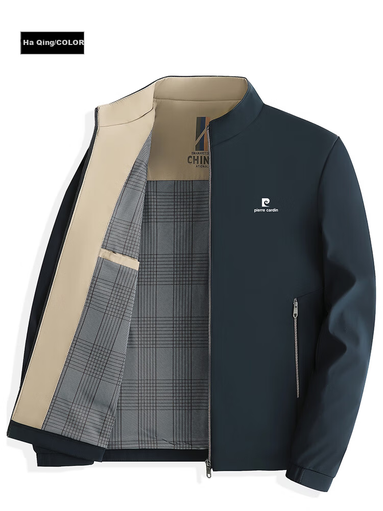 Pierre Cardin Men's Jacket Autumn Winter Casual Coat Middle-aged and Elderly Executive Business Dad Jacket Black 2XL 5