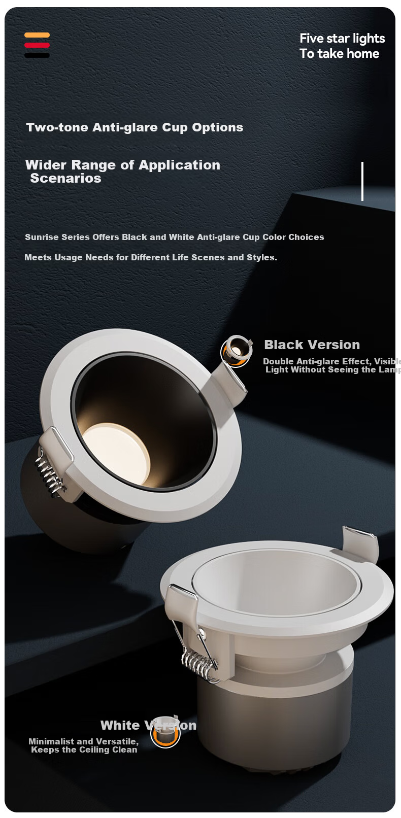 CDN COB Embedded Downlight Ceiling Edge Pendant Anti-Glare Home Non-Main Light Lighting 9W 4000K White Cover 11