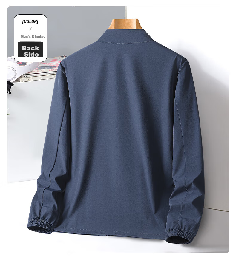 ROMON Men's Sun Protection Jacket Long Sleeve Lightweight Skin Jacket Stand Collar Cycling Shirt Iceland Blue 2XL 7