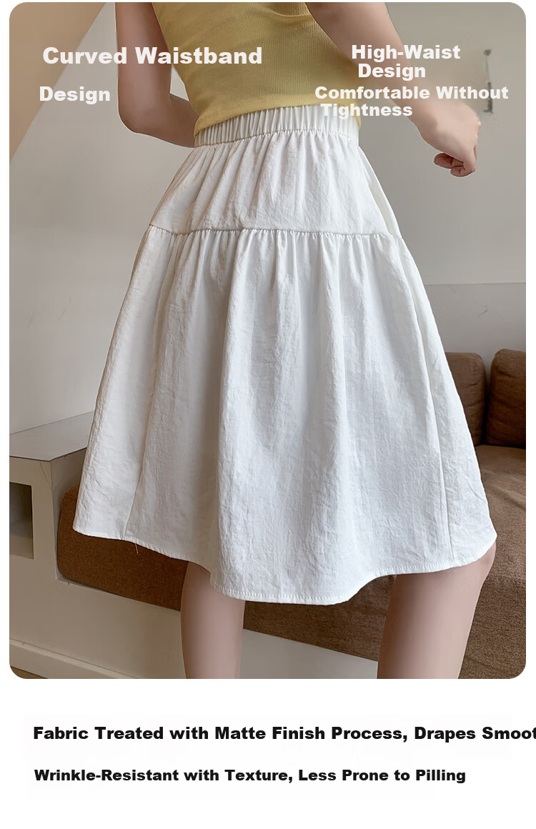 Borui Women's Summer Skirt 2026 New Thin Japanese Casual High-Waist A-Line Anti-Exposure Mid-Length Skirt 4