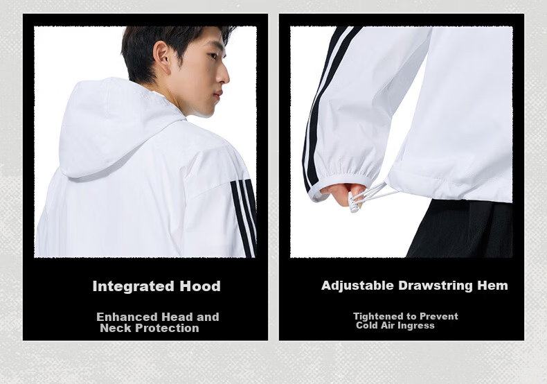 CAMEL Campus Windbreaker Retro Hooded Unisex Spring Autumn Lightweight Jacket C36BW0L4066 Phantom Black XL 11