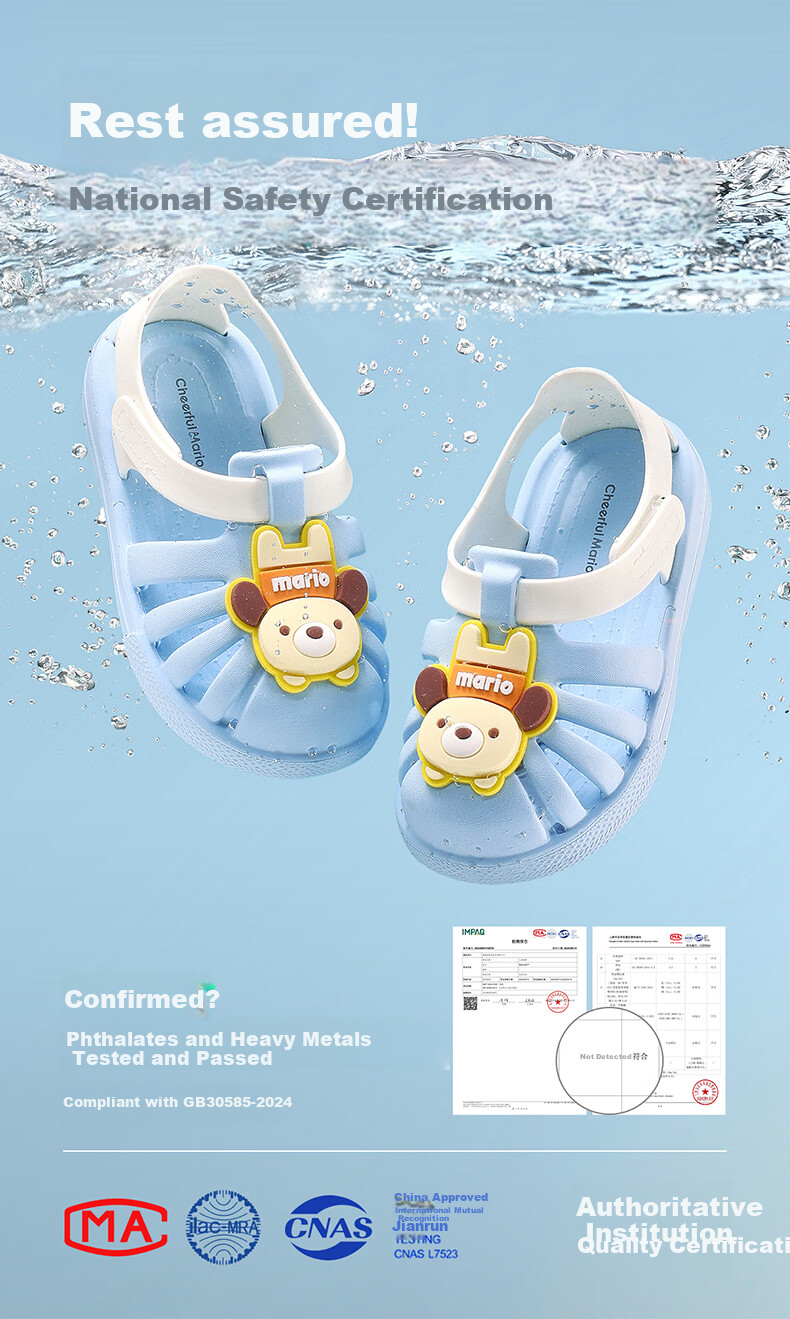 Cheerful Mario 2026 New Kids Open-Toe Sandals Girls Summer Breathable Baby Toddler Bath Shoes Boys 1-3 Years Beach Sandals 5
