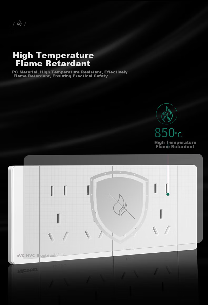 NVC Lighting Electrical Switch Socket Three-Gang Five-Hole Socket 118 Type Concealed 15-Hole Socket Ivory White 6