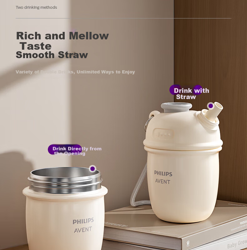 AVENT Philips Children's Straw Insulated Large Capacity Milk Mixing Baby Travel Student Professional Water Bottle JD Self-operated 3
