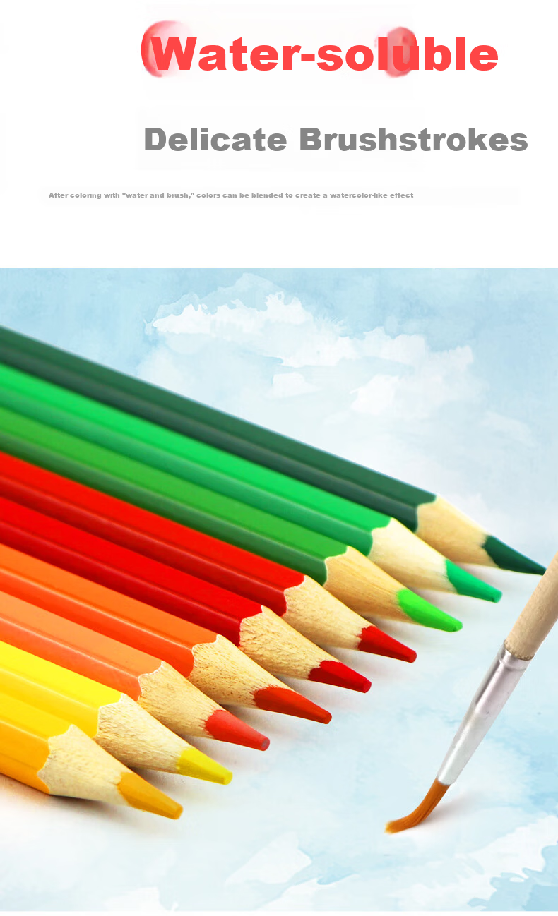 M&G Stationery 36-Color Water-Soluble Colored Pencils with Brush, Red Tube, Student Art Coloring Set, Birthday and Back-to-School Gift AWP36811 6