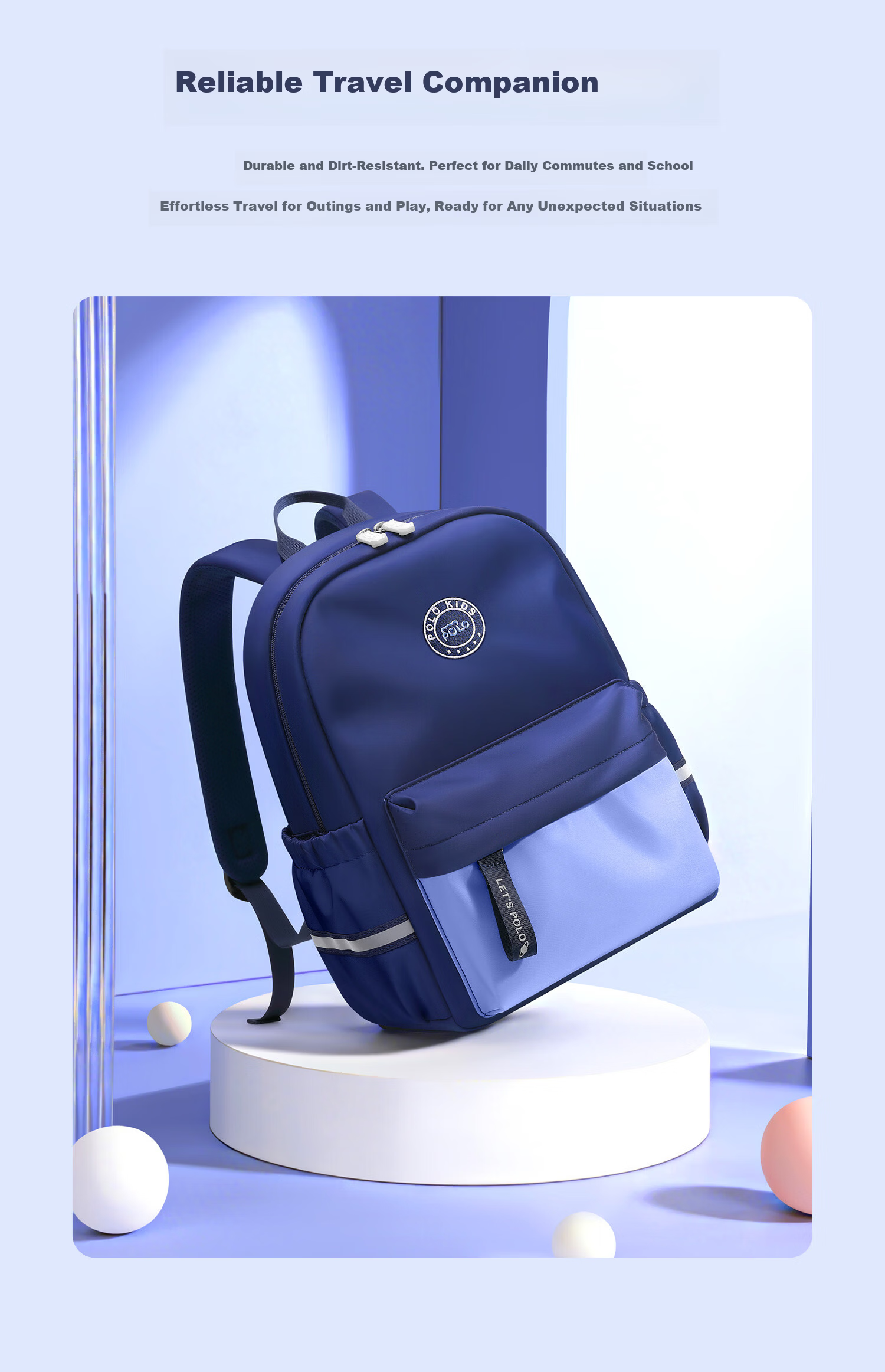 POLO Backpack for Elementary School Boys Kids Double Shoulder Bag Grades 1-3 Outdoor Travel Bag Study iPad Backpack Research Bag 4