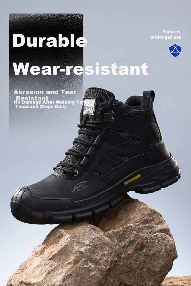 Blue Eagle Shield Men's High-Top Safety Work Shoes Anti-Slip Anti-Smash Toe Puncture-Resistant Durable Construction Shoes D253 Size 40 5
