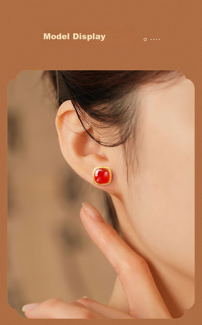GLTEN Sugar Cube Agate Sterling Silver Earrings Hoop High-End 2026 New Birthday Mother's Day Gift Practical for Mom Wife 8