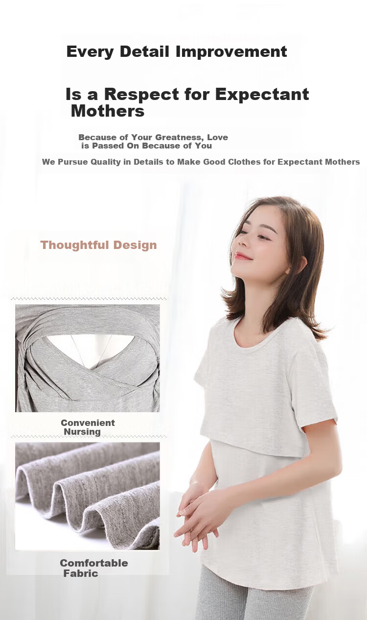 Aibaozi Maternity Nursing Top Breathable Short Sleeve with Side Opening for Breastfeeding XL M626 5