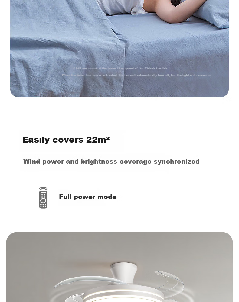 Dell Invisible Fan Light Pure Eye Protection Ceiling Fan Light Silent Home Dining Living Room Integrated Ceiling Fan Lamp New Electric Fan Light Fixture 18