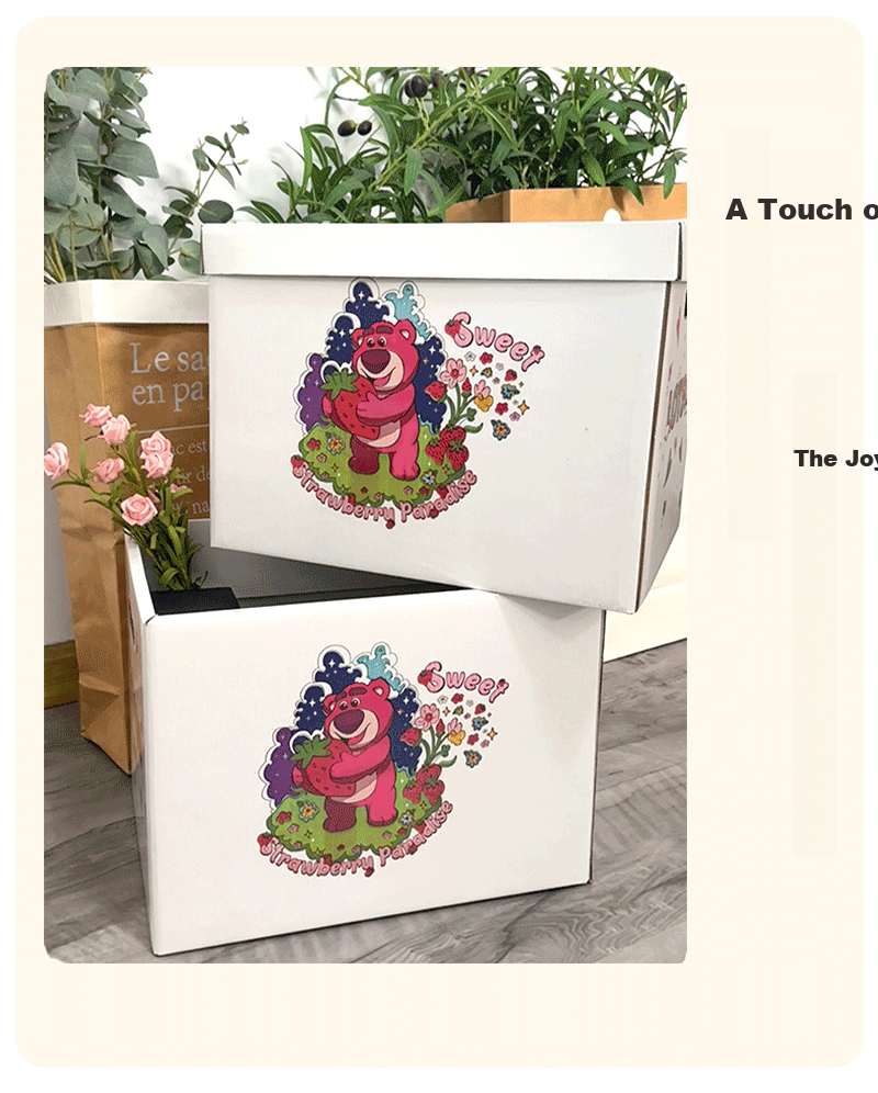 Disney Moving Storage Box Strawberry Bear Storage Box Birthday Gift Box 38.5*28*27cm 29L Single Pack 3