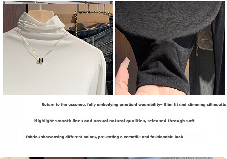 Ordifen Women's Turtleneck Fitted Long Sleeve Base Shirt Black Spring Autumn Winter Warm Stylish Top 2
