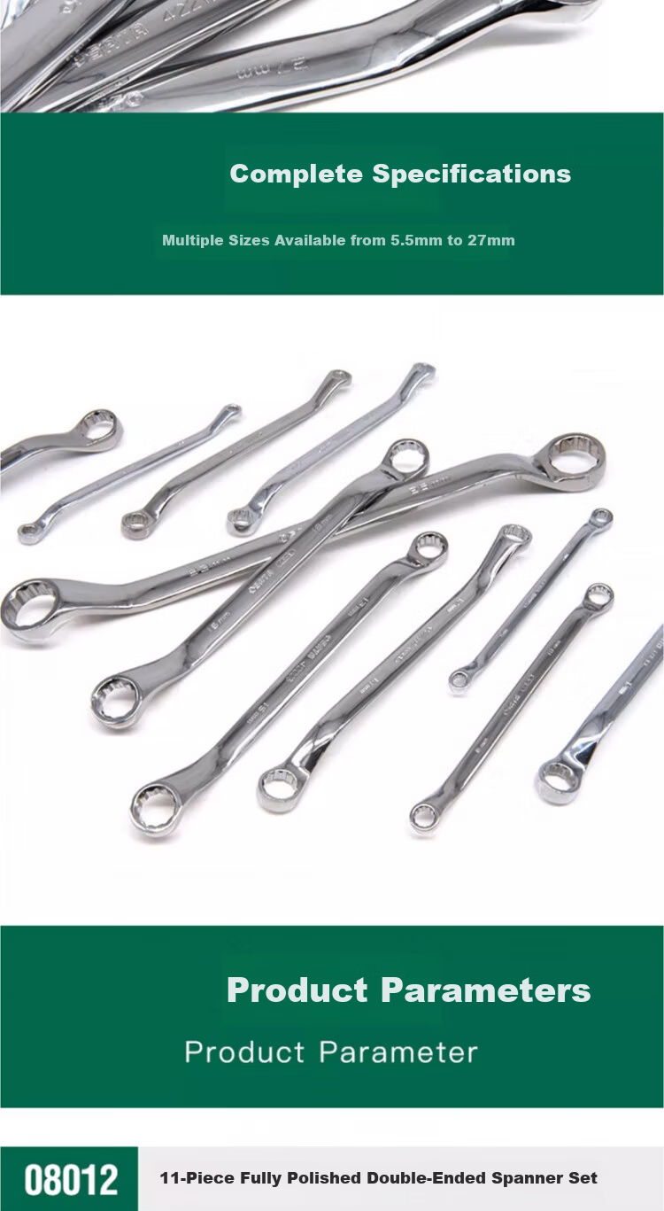 SATA 11-Piece Fully Polished Double-Ended High-Neck Combination Wrench Set 5.5X7-30X32mm 08012 3