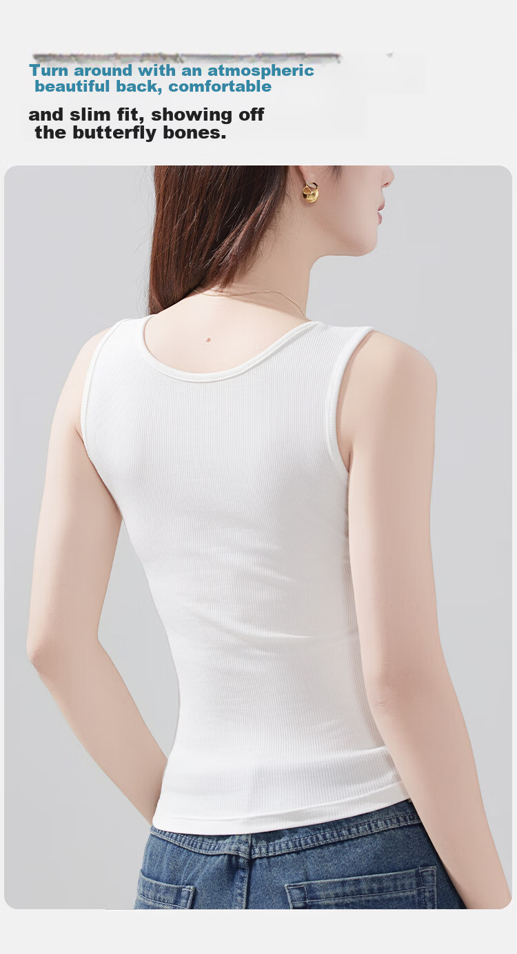 Herbal Original Color Women's Camisole 10A Antibacterial with Chest Pad, Bra-Free, Camellia Moisturizing, Wearable as Outerwear or Base Layer Top 1