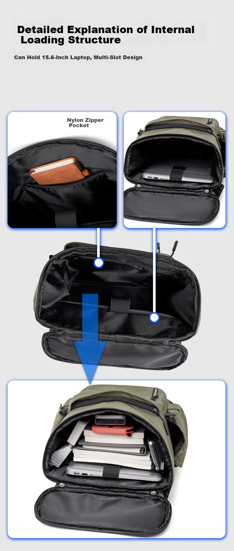 JD Jingzao Flip Laptop Backpack Business Travel Large Capacity Student School Bag Black 4