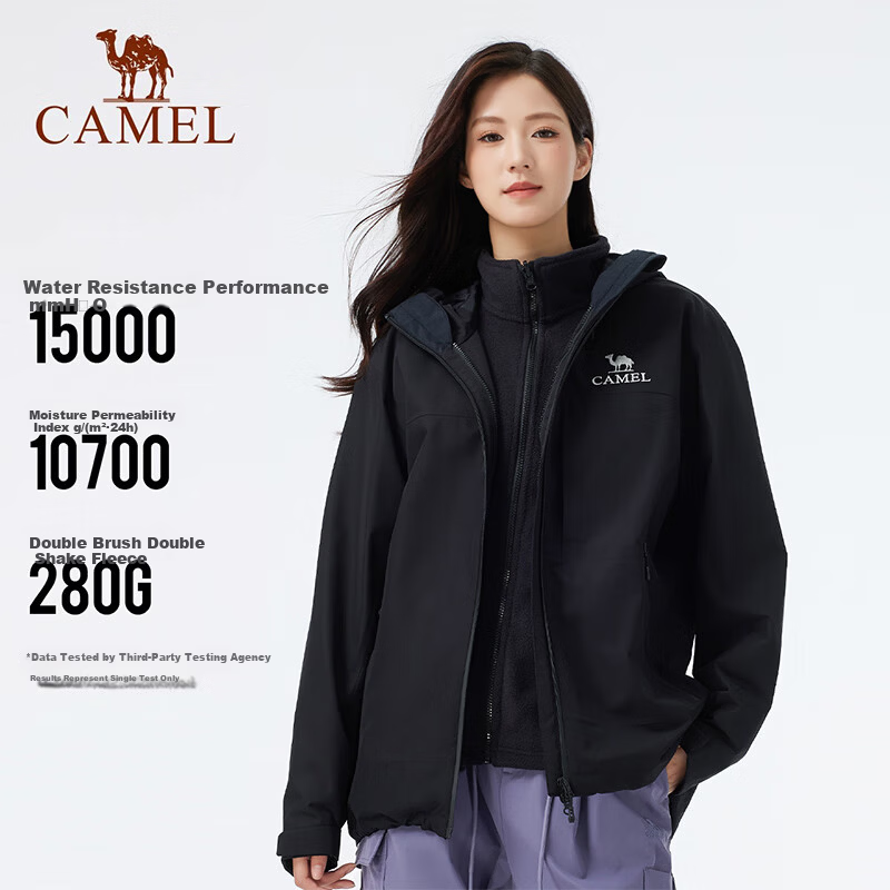 Camel Women's Outdoor Jacket Unisex 3-in-1 Windproof Waterproof Coat New Arrival