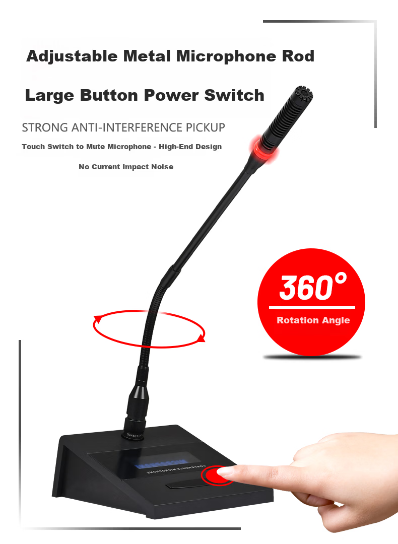 Shuledi QA-450 Domestic Wired Conference Room Microphone, Mic for Mixer Amplifier Computer Speaker High Configuration, Single Square Tube 3V-48V Power Supply with 10-Meter Cable 8