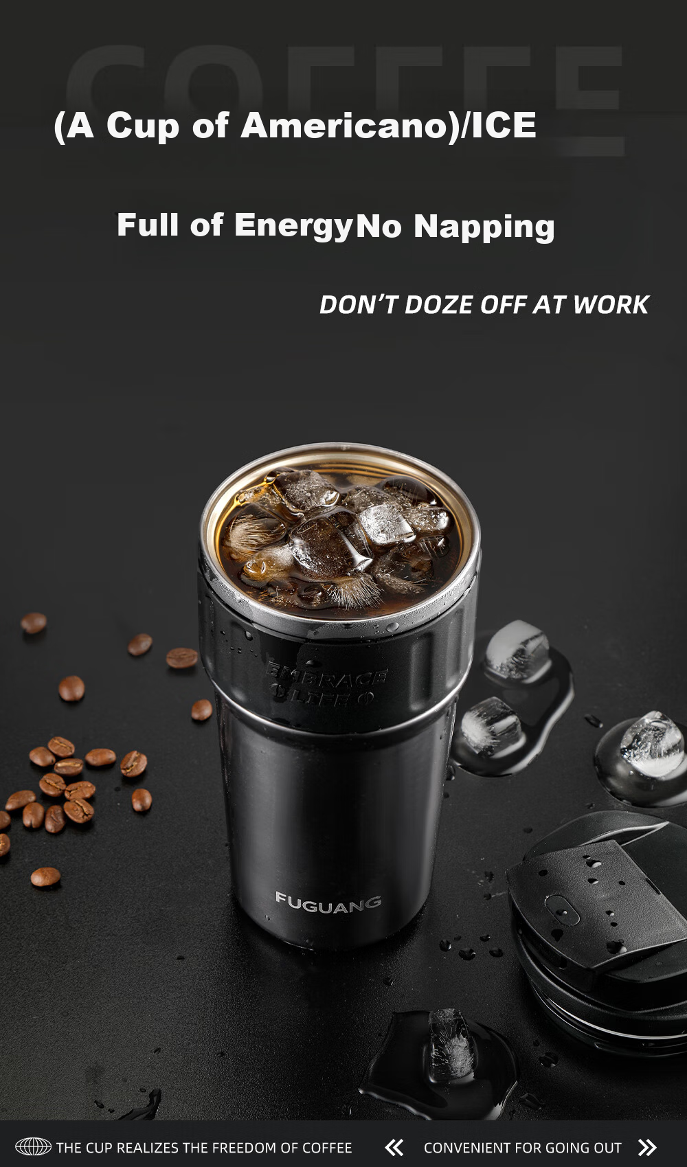 Fuguang Coffee Mug Insulated Tea Water Cup Men's Large Capacity 316L Stainless Steel Portable Car Business Tea Cup 3