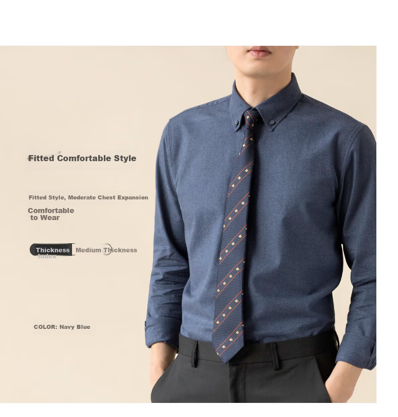 BLACKMONDAY Premium Cotton Yarn-Dyed Long Sleeve Shirt Men Autumn Winter 100% Cotton Business Casual Dress Shirt 8