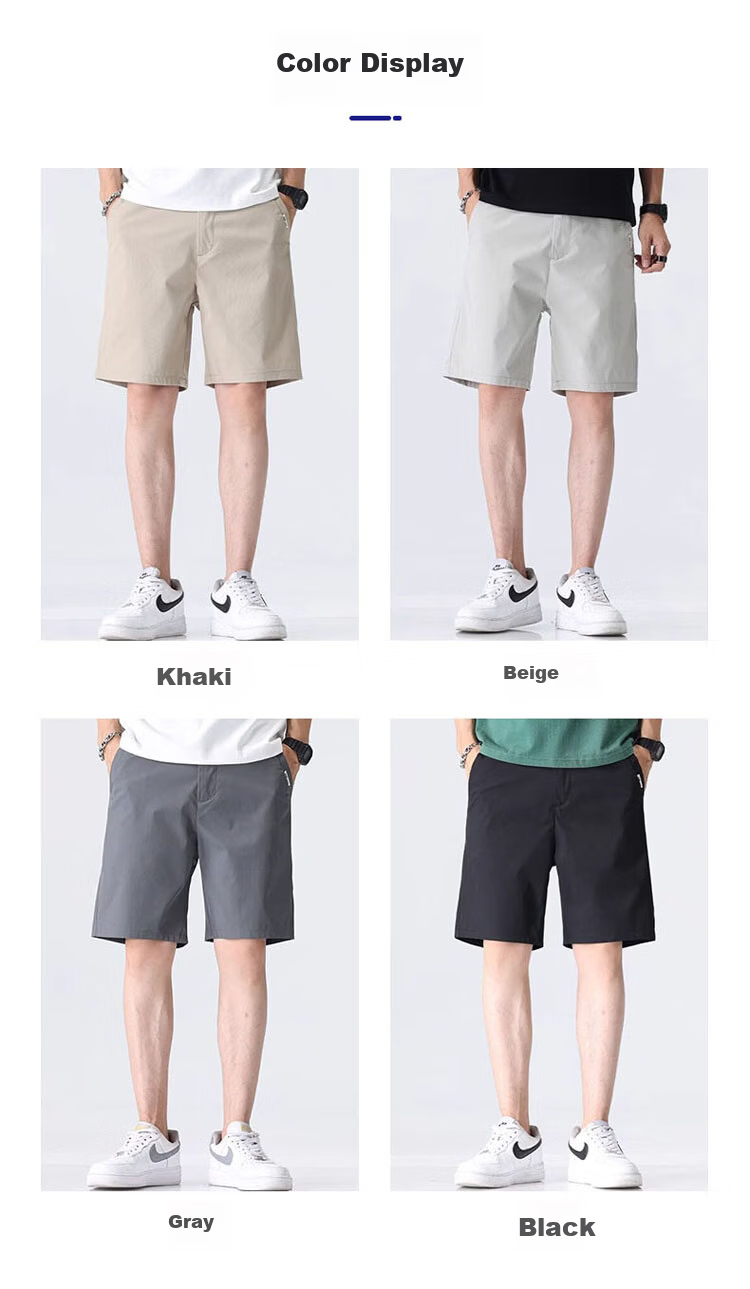 ROMON Men's Summer Thin Business Casual Straight Five-Point Khaki Shorts M 2