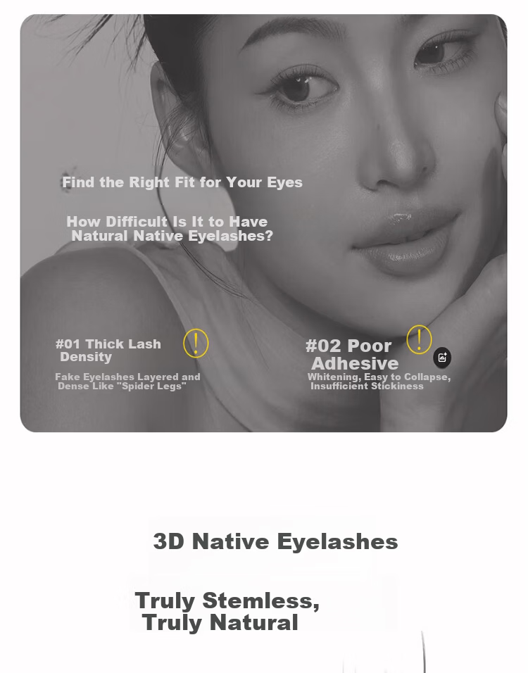 Goood 0.07mm Ultra-Fine Korean Style False Eyelashes, Individually Defined, Glue-Free, Self-Adhesive, Formaldehyde-Free, Natural Look 1