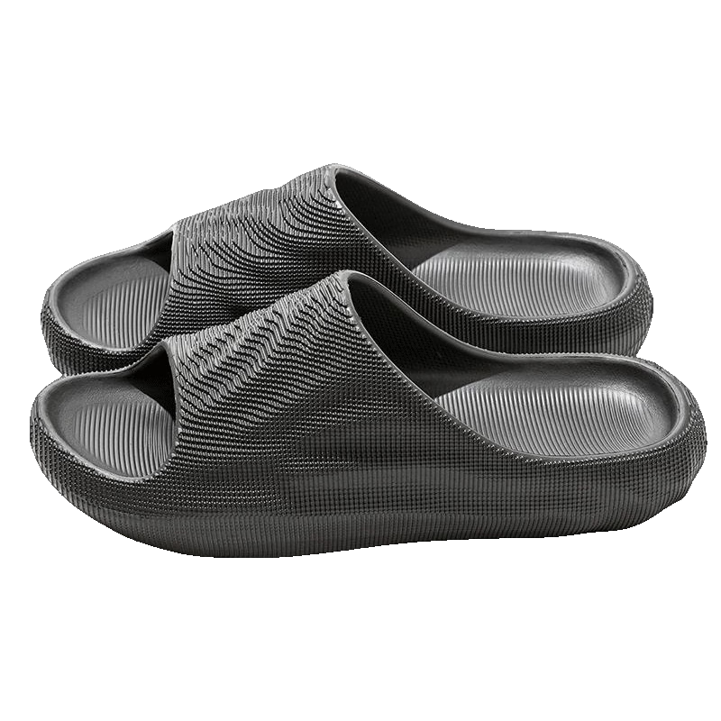 JD Jingzao 3D Thick Sole Soft Elastic Terraced Sports Outdoor Home Slippers Men's Summer Carbon Gray Size 40-41