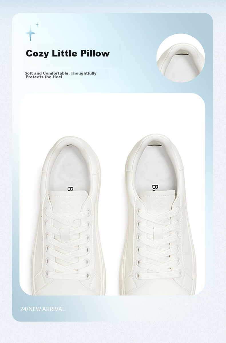 BASTO 26 Spring White Sneakers Elevated Thick Sole College Simple Casual Sports Outdoor Women's Shoes W6072AM6 Off-White Size 34 7