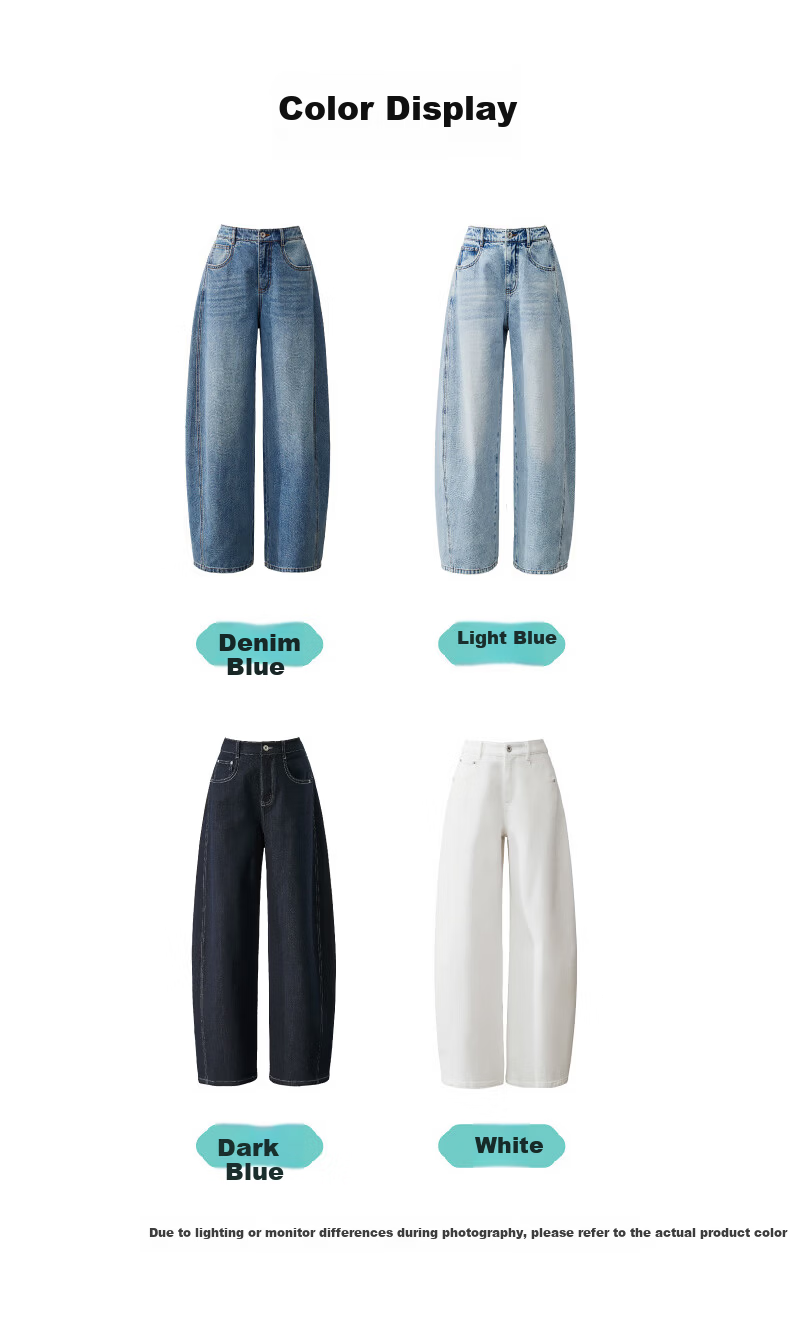 ESE-Y Curved Blade Women's Jeans 2026 Spring New Wide-Leg Straight Pants Denim Blue 25 24
